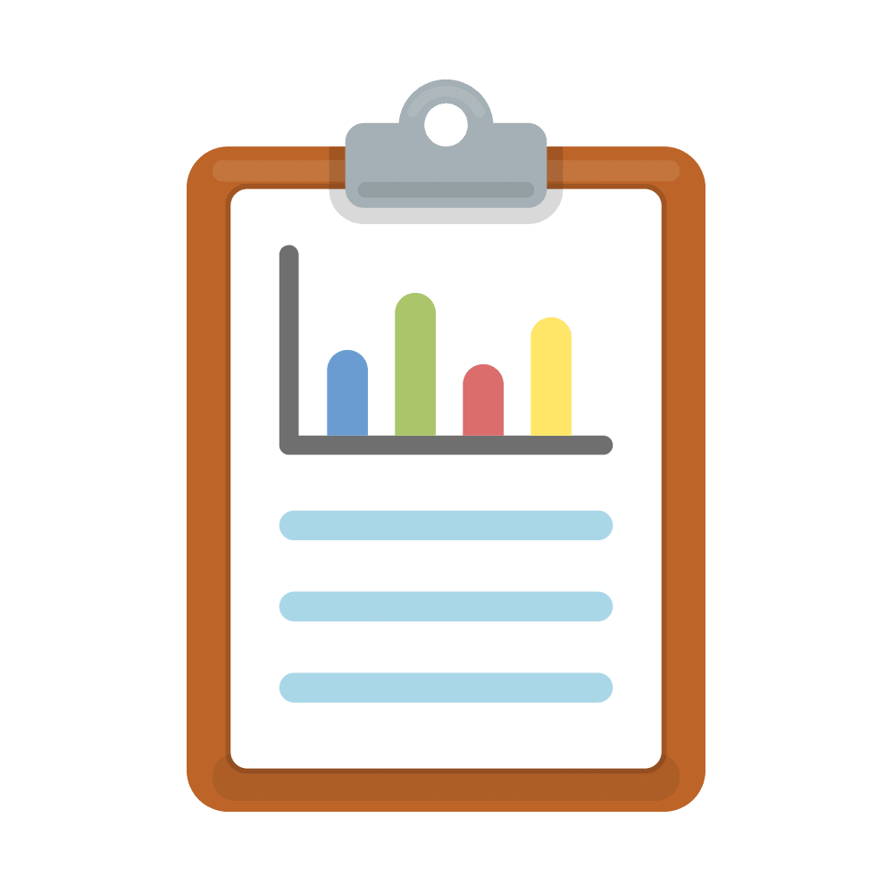 Clipboard with bar graph