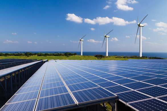 Wind turbines and solar panels