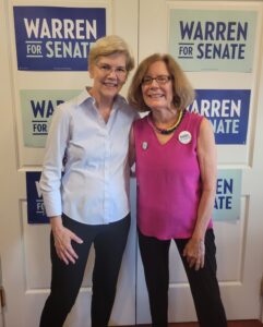 Senator Elizabeth Warren and Jan Soma of Progressive Needham. 